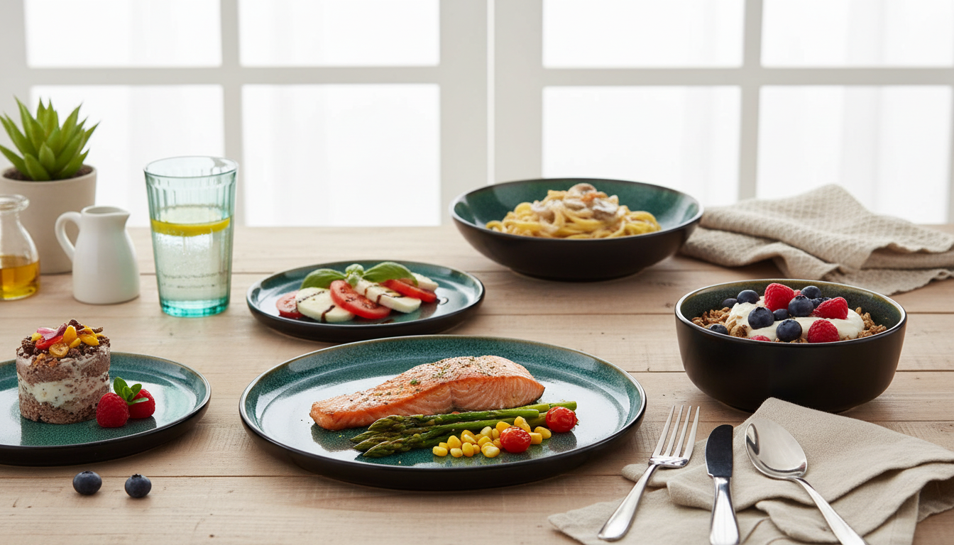 Green Reactive Glaze Dinnerware Set: 24-Piece for 6