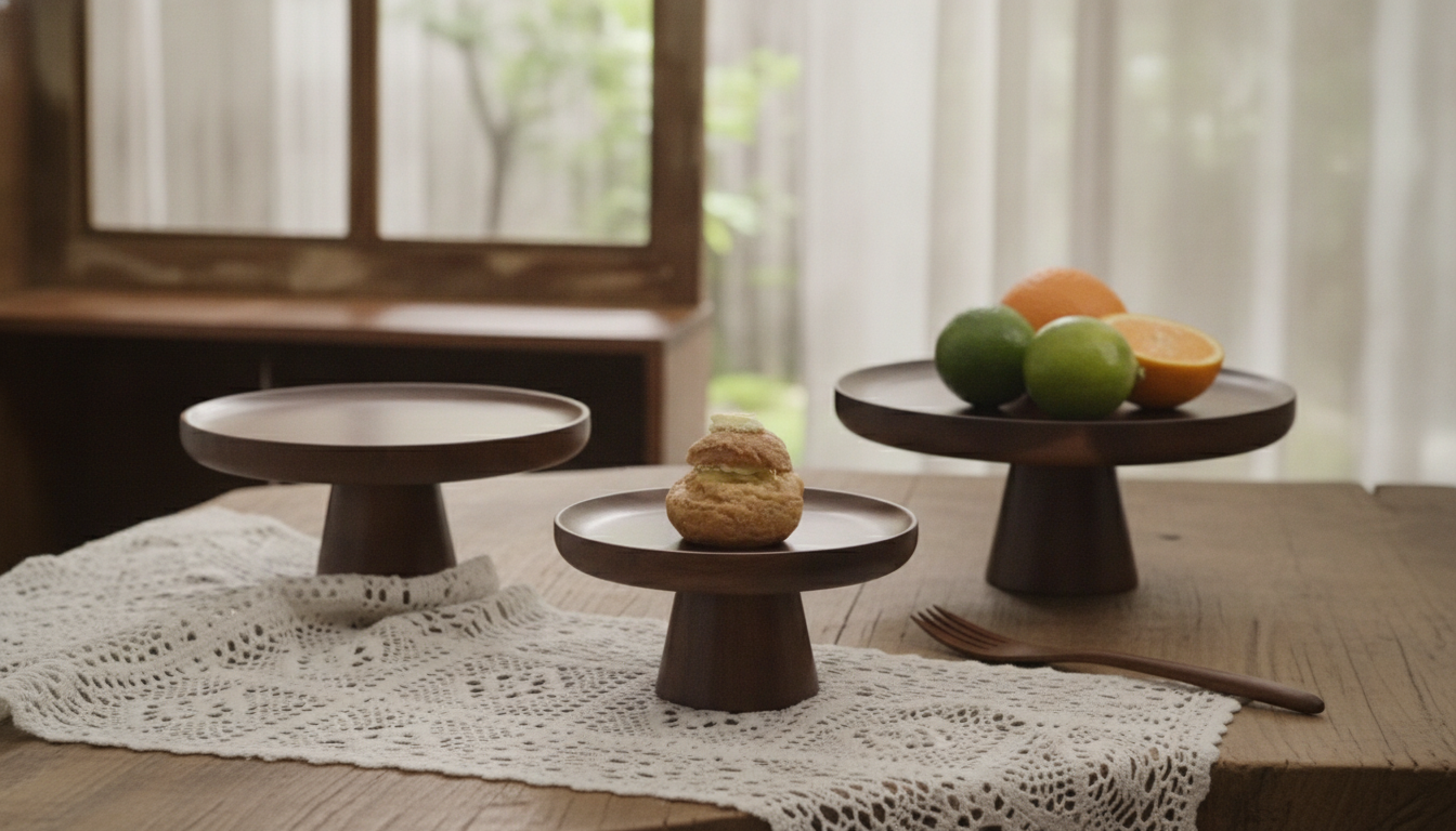 Solid Wood Cake Tray: Minimalist Japanese Tea-Time Serving