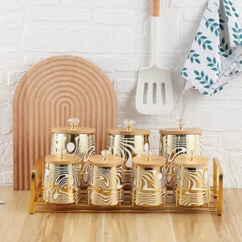 Countertop Calm: Ceramic Jars, Wood Lids & Rack